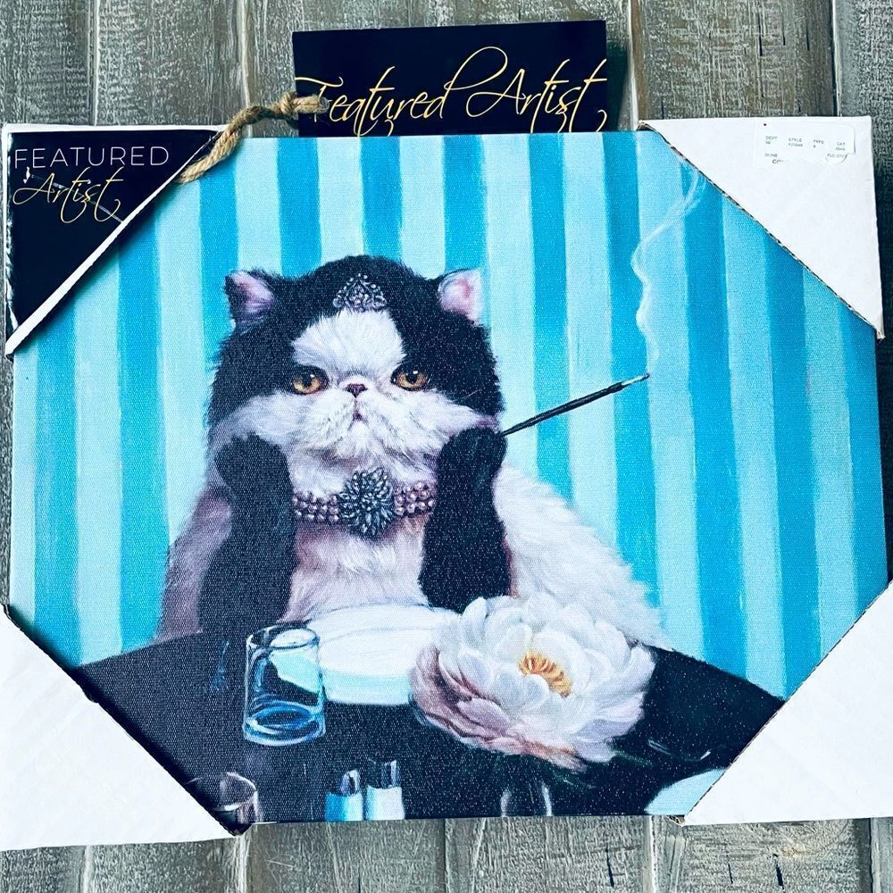 Vintage Glam Fancy Cat Canvas Wall Art Decor Painting